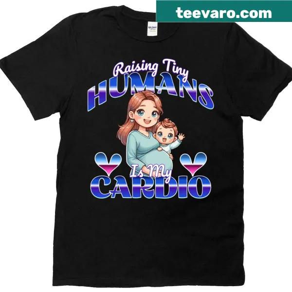 Cardio Mom T-shirt featuring bold lettering in a playful design
