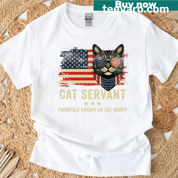 Humorous Cat Dad t-shirt with illustrations and funny text