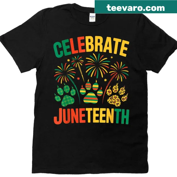 Heartwarming graphic of a dog paw and cat for Juneteenth