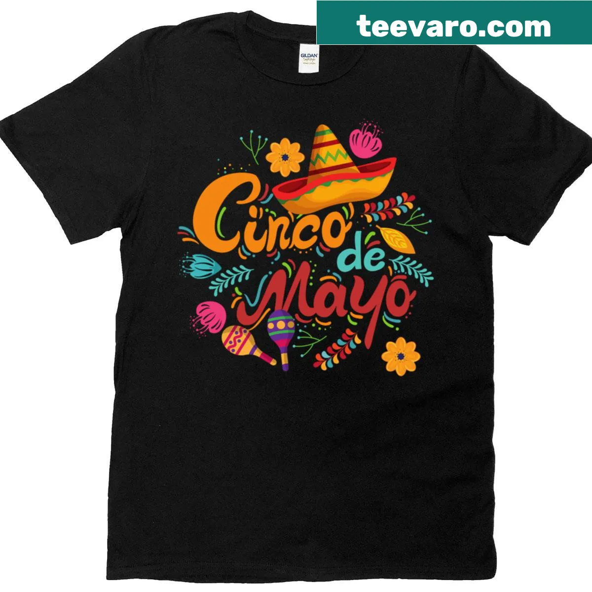 Oversized Cinco De Mayo T-shirt with festive graphics — on a men's t-shirt