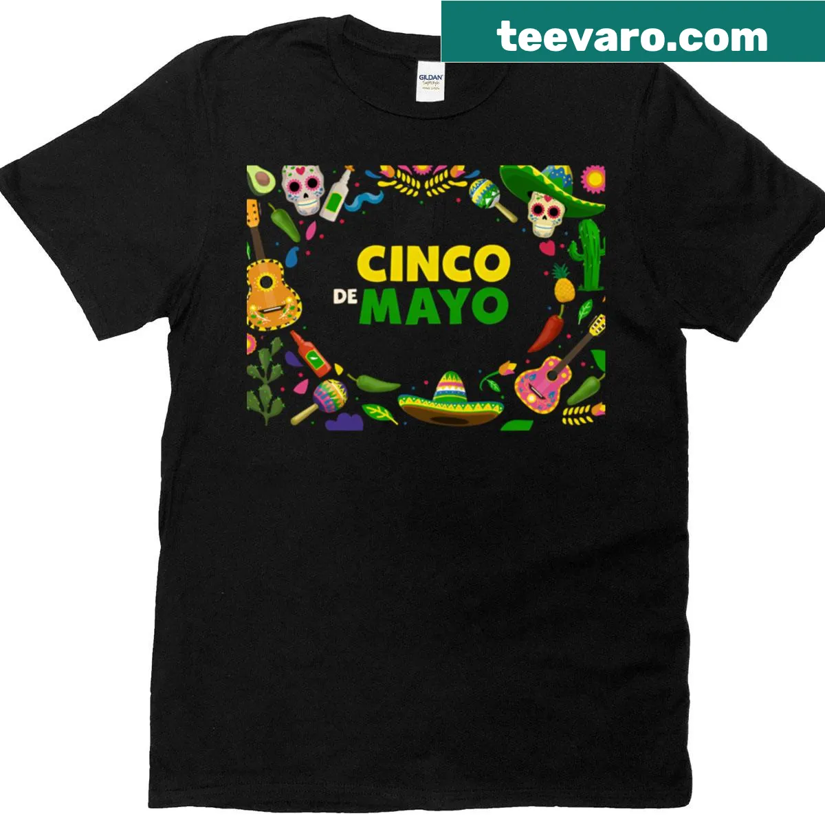Oversized T-shirt with festive Cinco de Mayo graphics — on a men's t-shirt