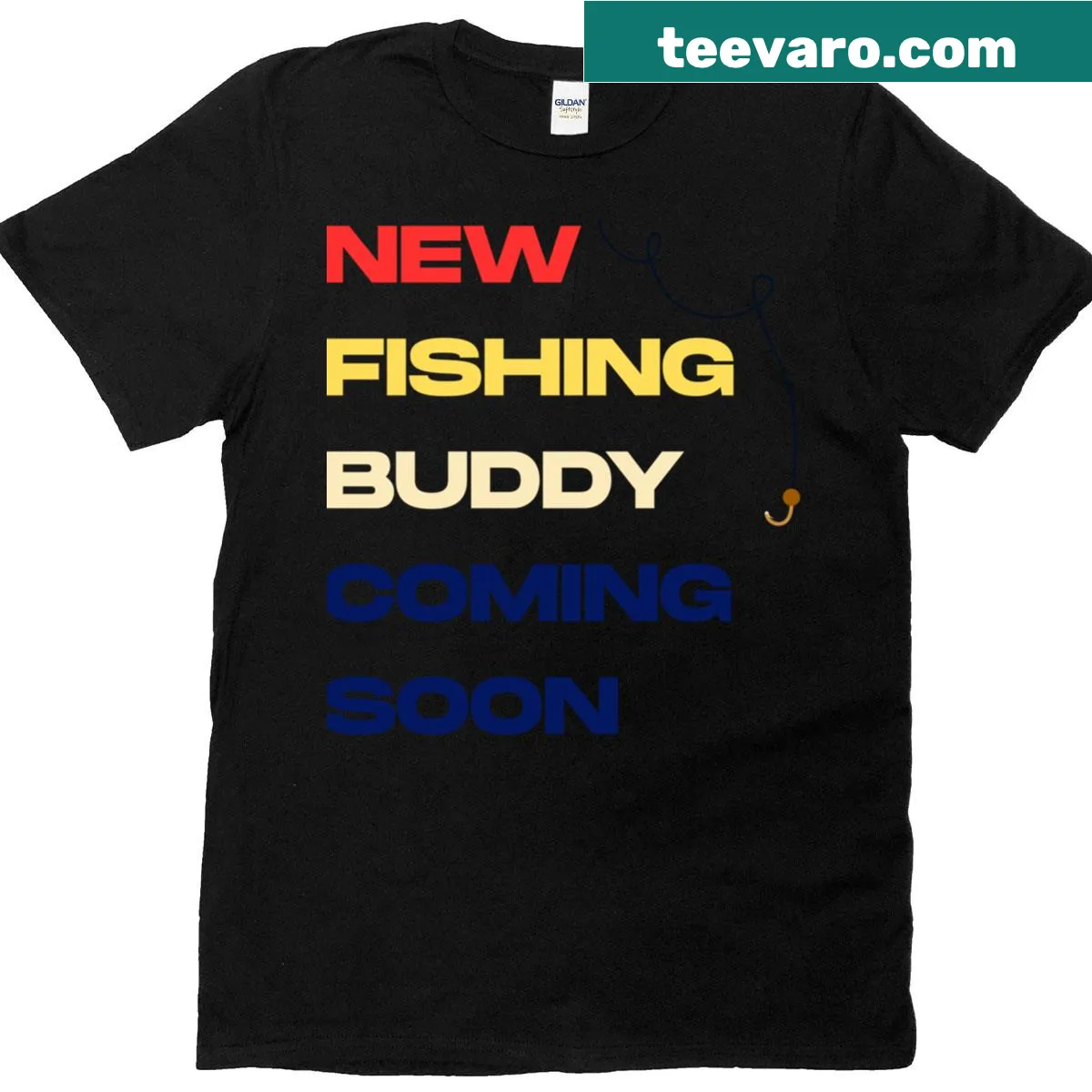 Funny pregnancy reveal T-shirt with fishing quote — on a men's t-shirt