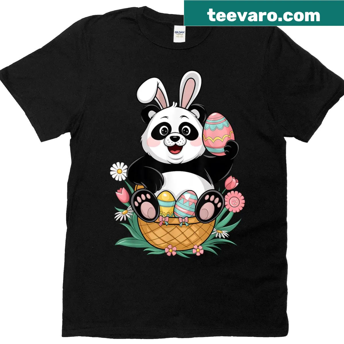 Cute panda illustration for Easter — on a men's t-shirt