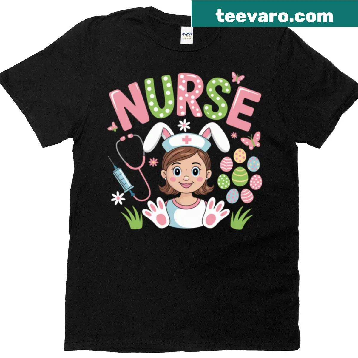 Spring-themed nurse appreciation design with flowers and medical symbols — on a men's t-shirt