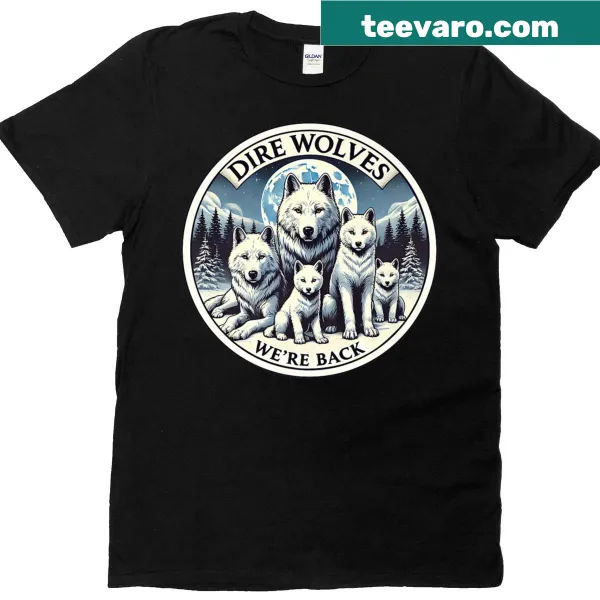 Illustration of dire wolves in a majestic design showcasing their strength