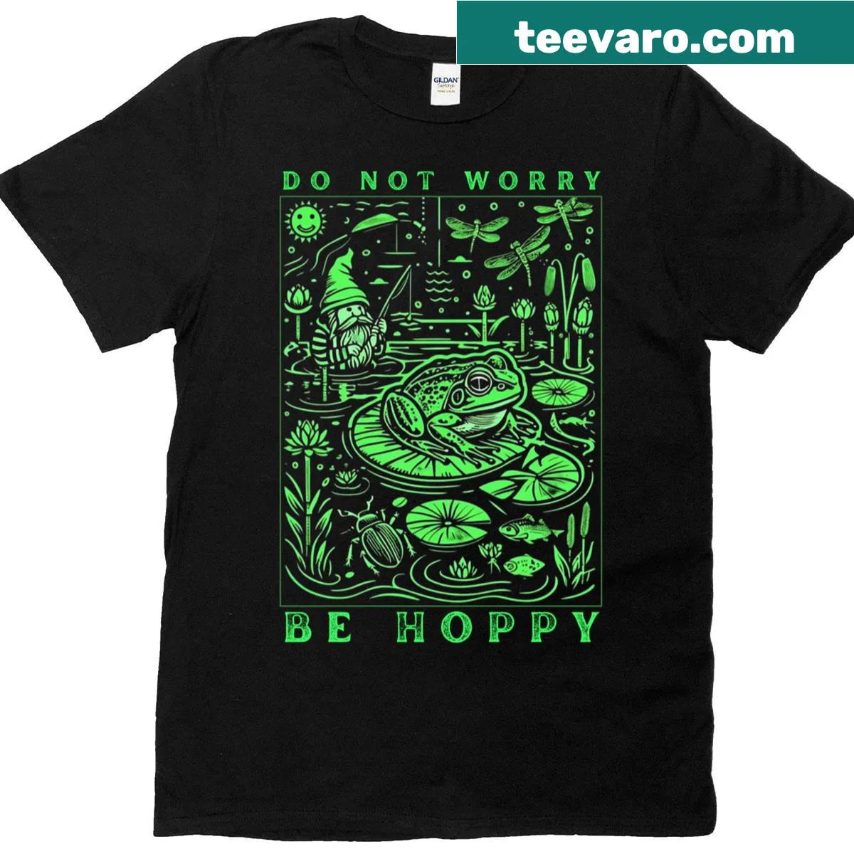 Easter bunny t-shirt featuring the quote 'Do Not Worry Be Hoppy' with a cute illustration — on a men's t-shirt