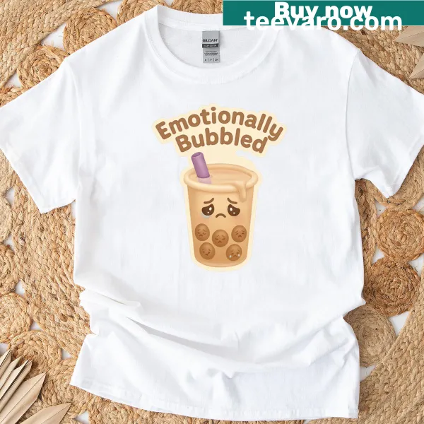 Cute kawaii boba design t-shirt featuring an adorable bubble tea character