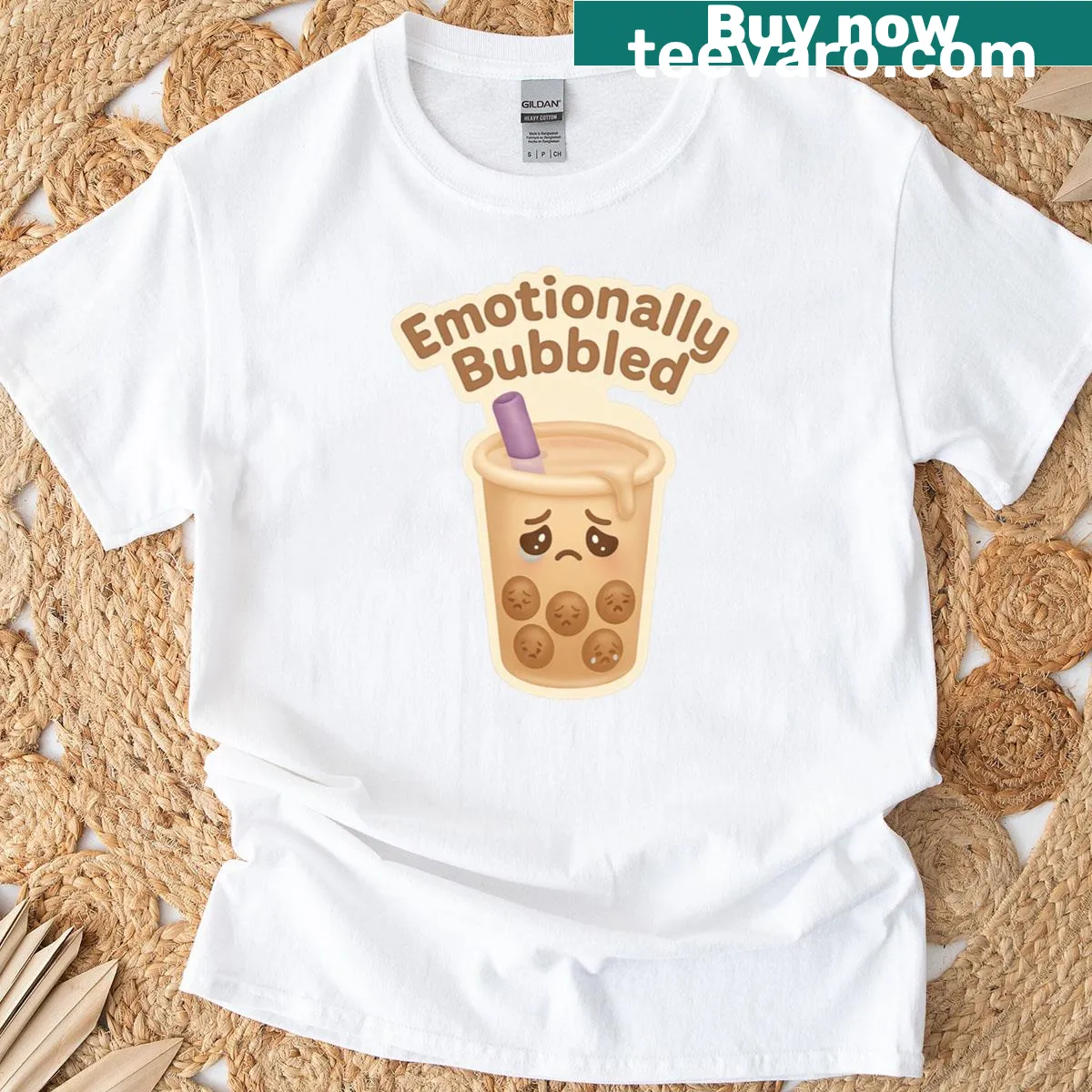 Cute kawaii boba design t-shirt featuring an adorable bubble tea character — on a men's t-shirt