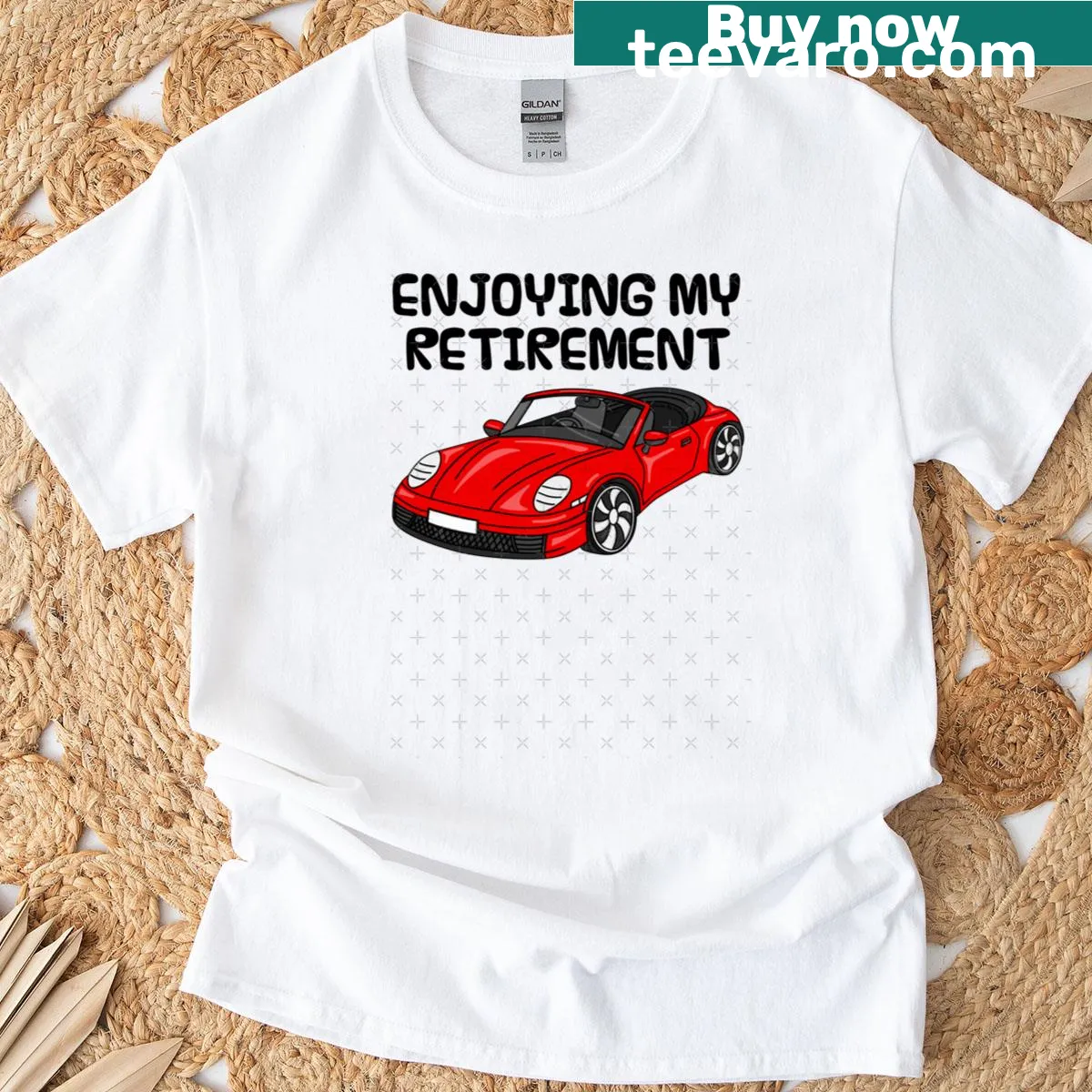 Funny retired t-shirt featuring sports car theme and humorous text — on a men's t-shirt