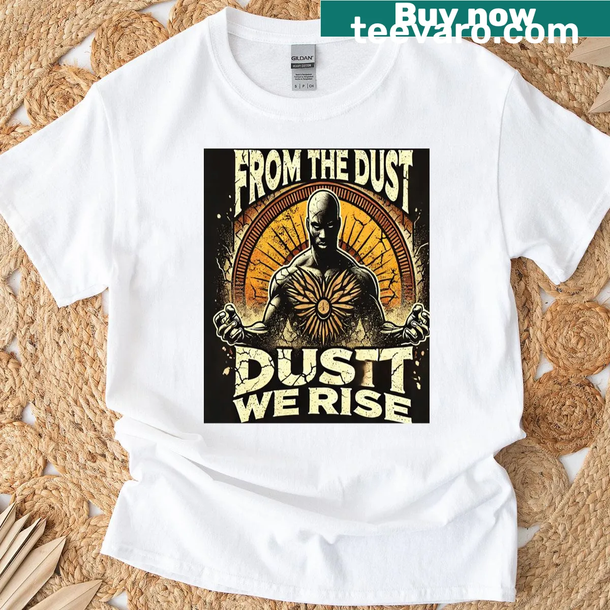 Silhouette t-shirt with the phrase 'From The Dust We Rise' celebrating African strength — on a men's t-shirt