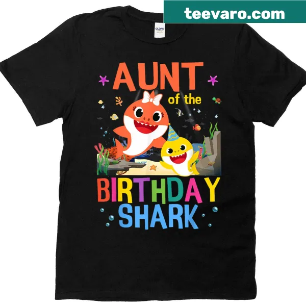 Cartoon shark graphic t-shirt for a fun aunt