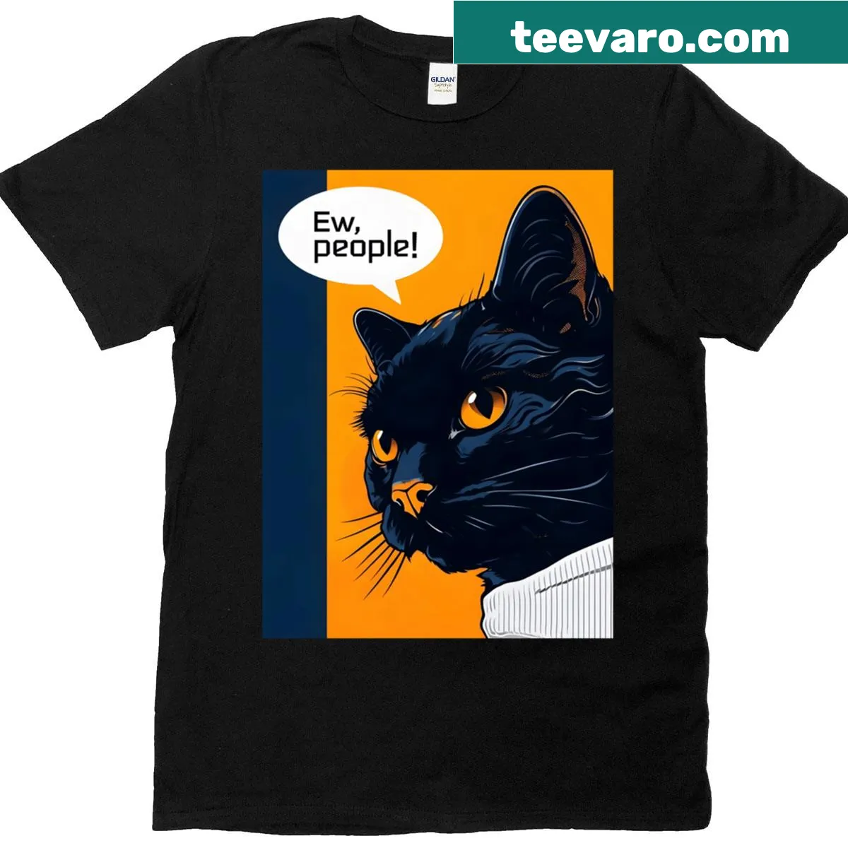 Sarcastic comic style cat graphic T-shirt with slogan. — on a men's t-shirt