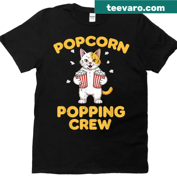 Cats and popcorn graphic for movie lovers on a fun T-shirt