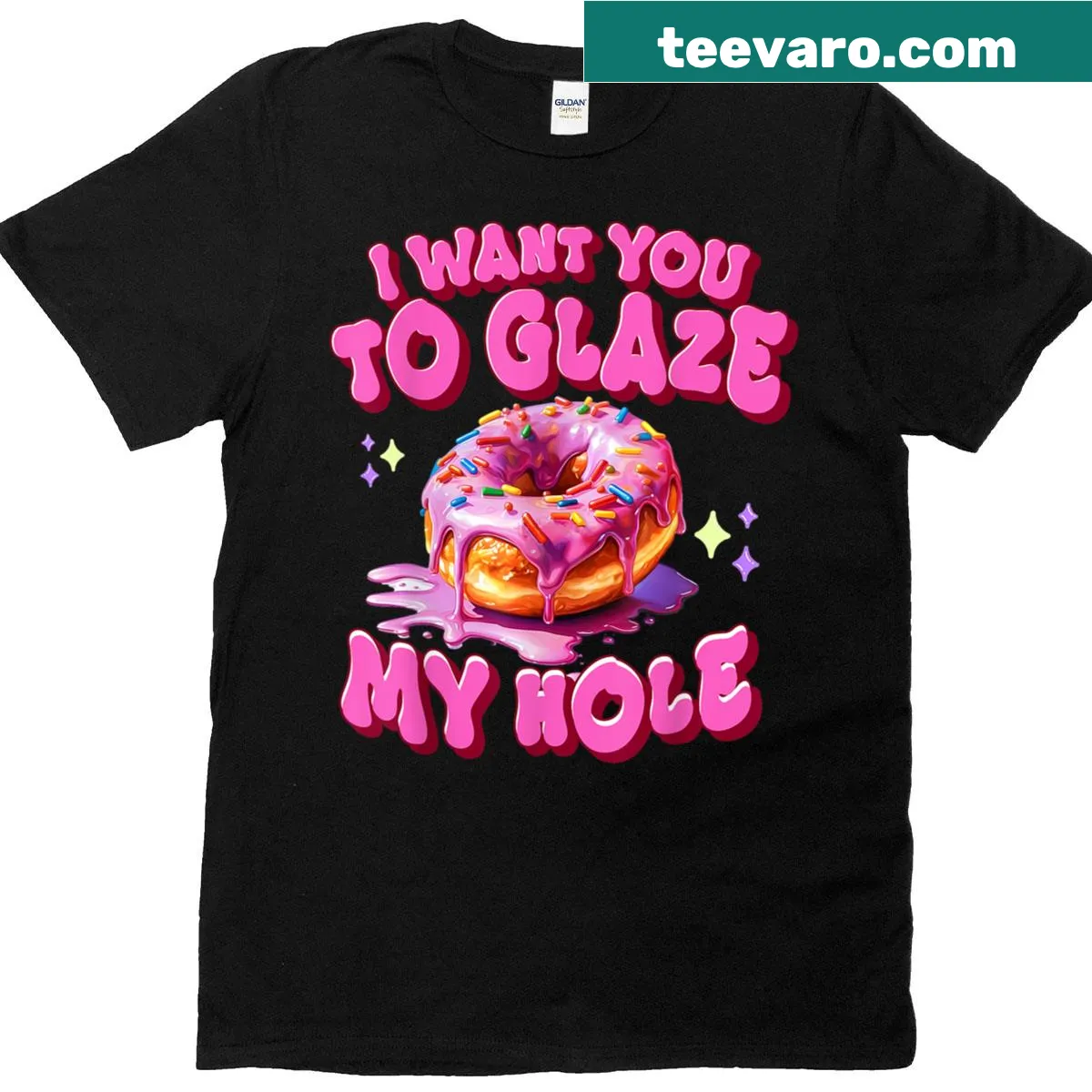 Humorous donut-themed T-shirt for women — on a men's t-shirt