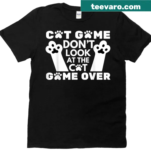 Funny slogan with cat illustration for gamers on T-shirt