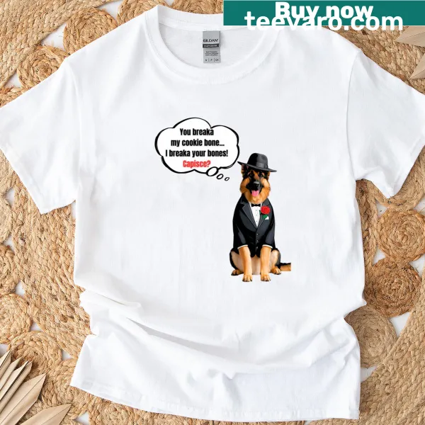 Funny German Shepherd shirt featuring mafia boss dog art