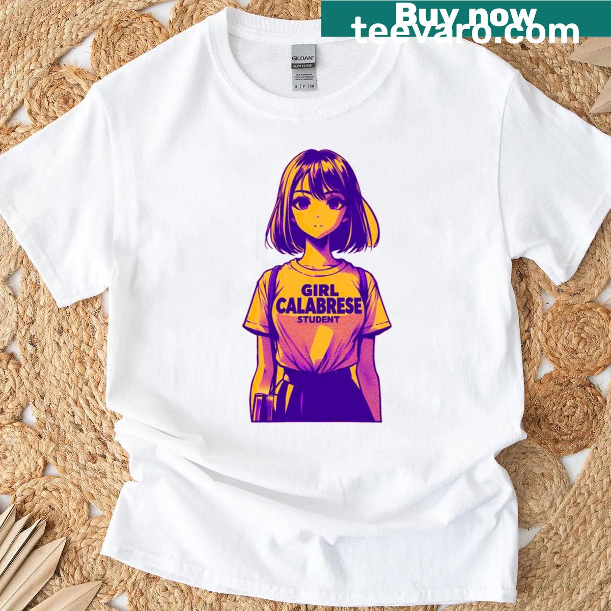 Anime-style character design on a T-shirt for students — on a men's t-shirt