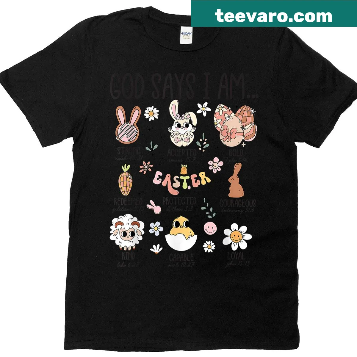 Inspirational faith-themed t-shirt with bold text — on a men's t-shirt