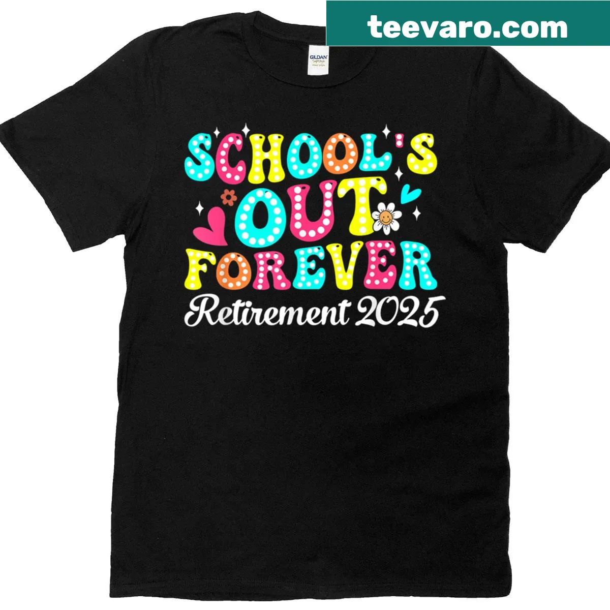 Vintage-style Retirement T-shirt for teachers with 'Schools Out Forever' — on a men's t-shirt