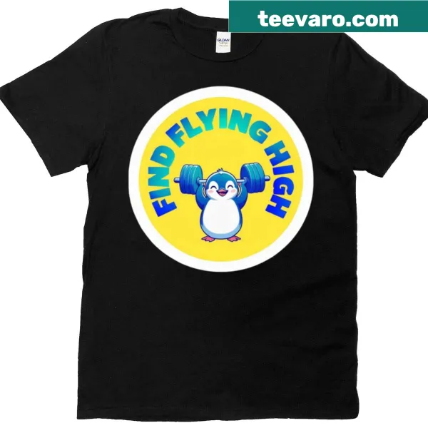 Oversized T-shirt featuring a playful gym penguin graphic