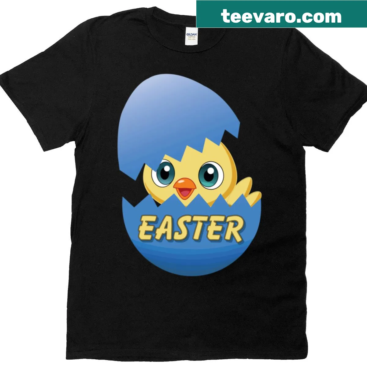 Cute Easter T-shirt with a chick and Easter text — on a men's t-shirt