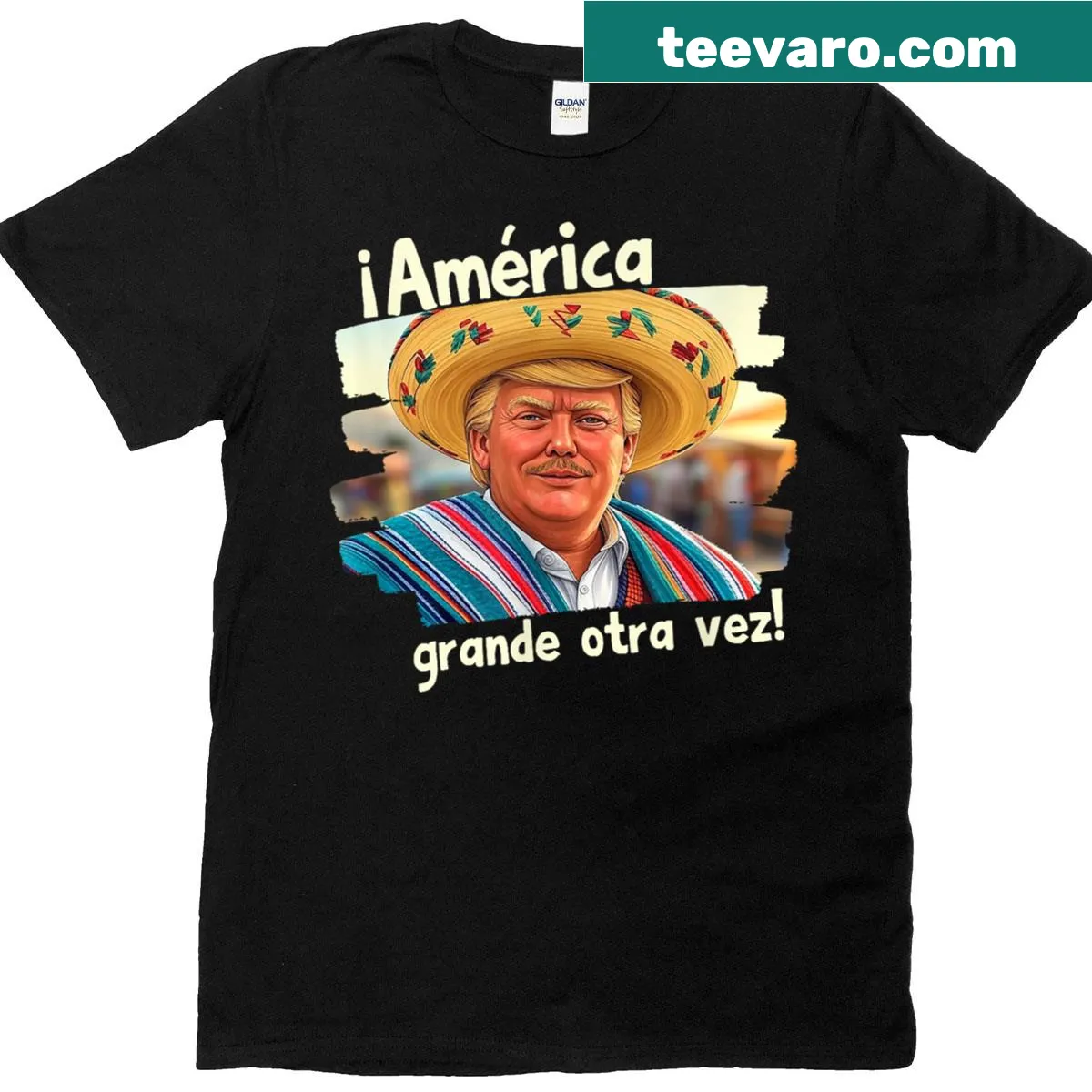 Funny T-shirt with typography featuring Hispanic Trump graphic — on a men's t-shirt