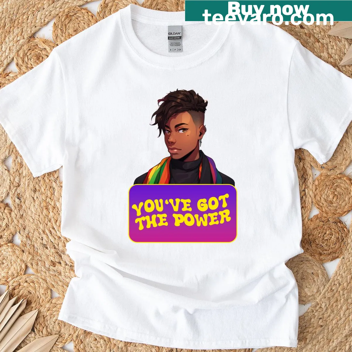 Bold T-shirt with 'I Am Non-binary' text for LGBTQIA+ pride. — on a men's t-shirt