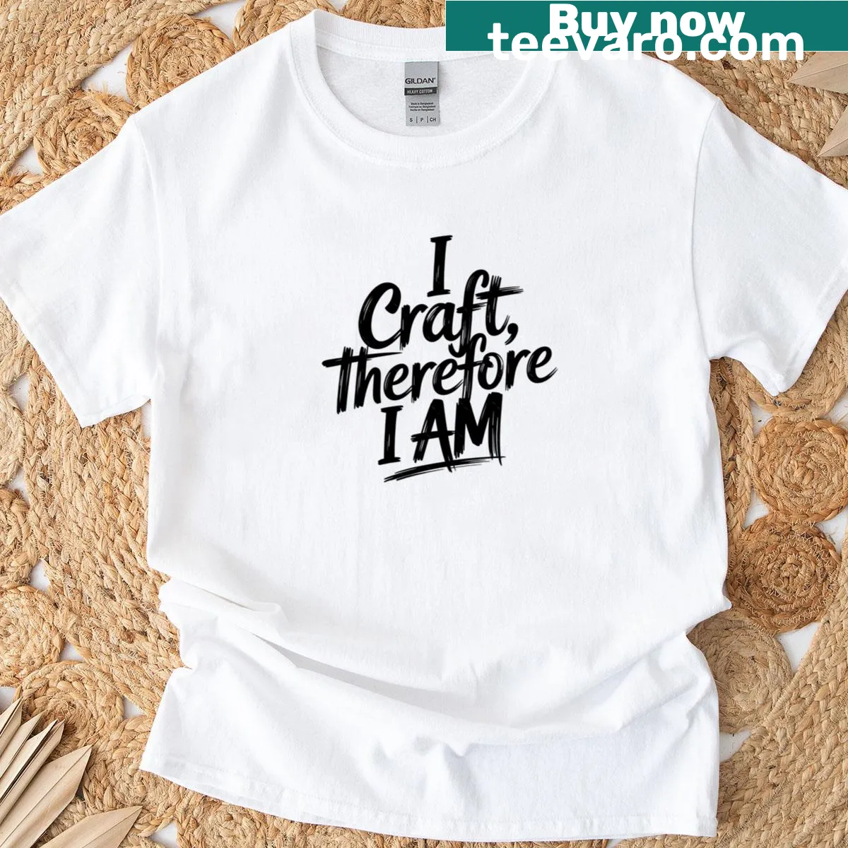 Craft-themed t-shirt with the phrase I Craft Therefore I Am — on a men's t-shirt