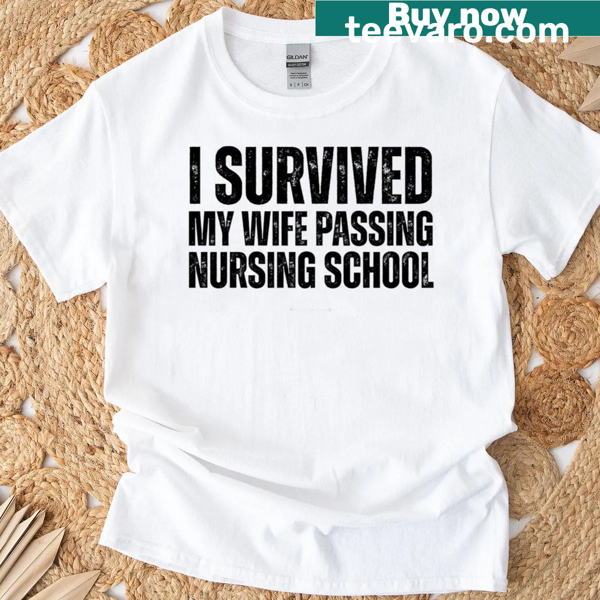 Inspirational t-shirt celebrating survival and success in nursing school. — on a men's t-shirt