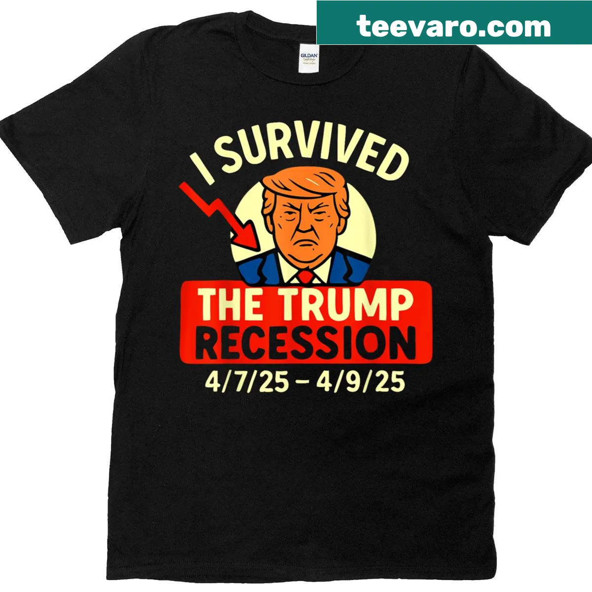 T-shirt with the phrase 'I Survived The Trump Recession' — on a men's t-shirt