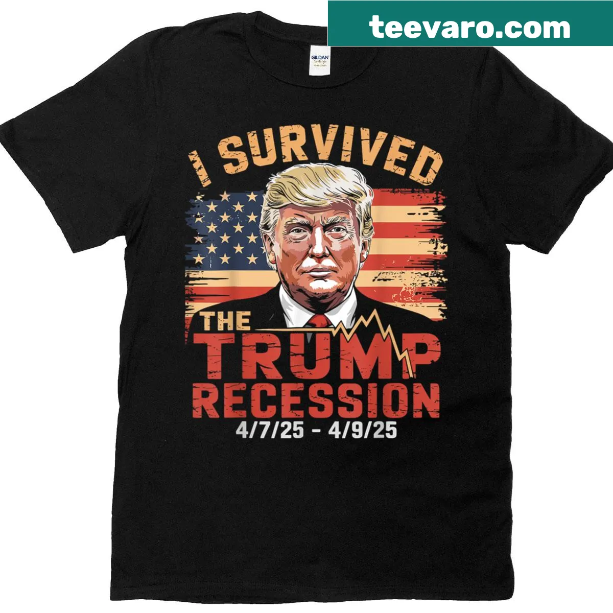 Funny t-shirt about surviving the Trump recession — on a men's t-shirt