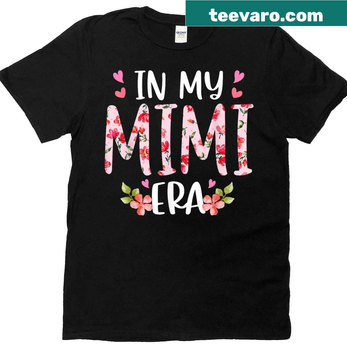 Floral T-shirt with 'In My Mimi Era' for Mother's Day — on a men's t-shirt