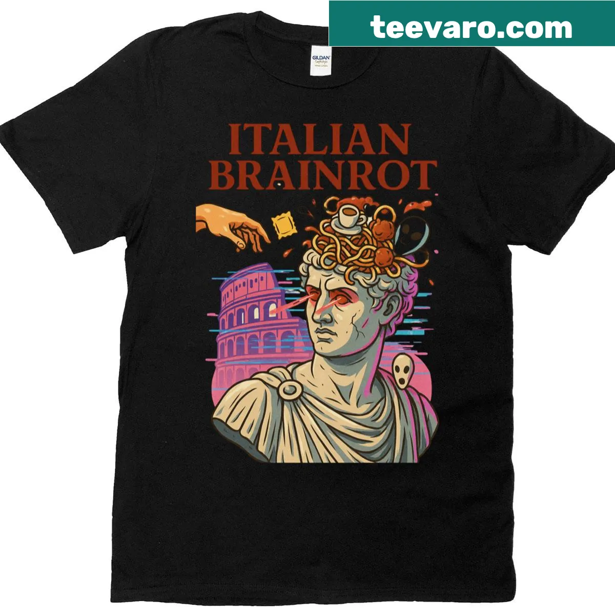 Bold oversized t-shirt with 'Italian Brainrot' graphic for culture lovers — on a men's t-shirt