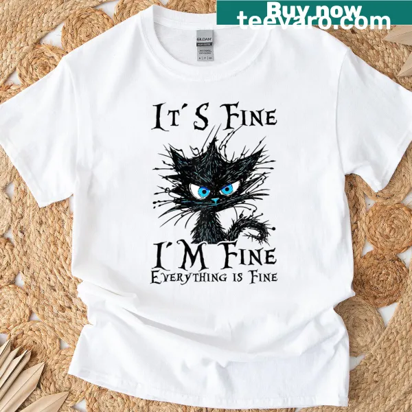 Funny t-shirt with black cat and life motto