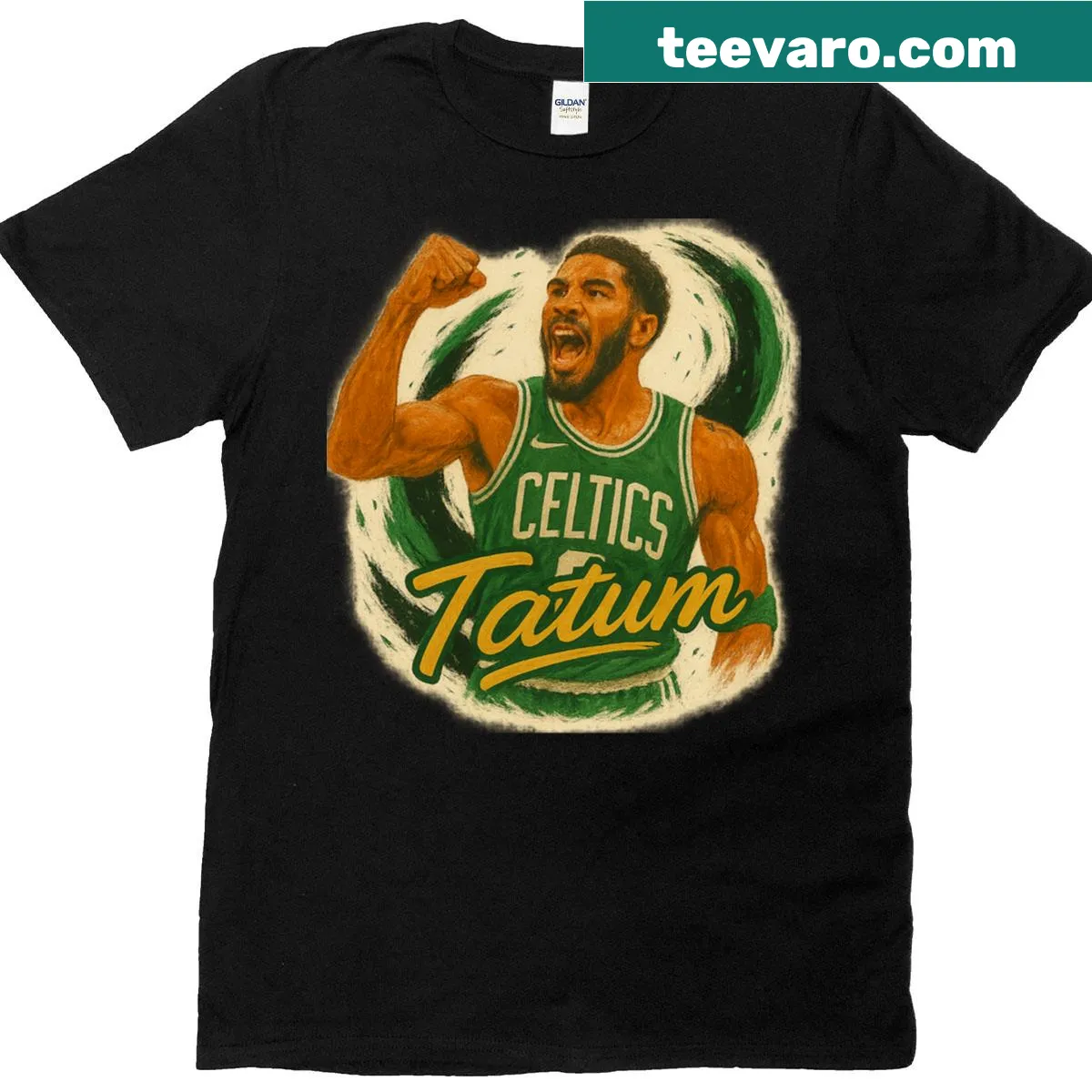 Oversized t-shirt featuring Jayson Tatum art — on a men's t-shirt