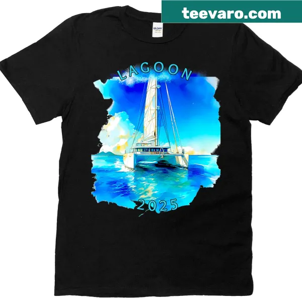 Charming lagoon cats graphic t-shirt with print on back