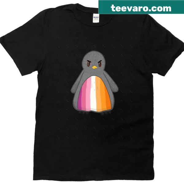 Oversized t-shirt featuring a penguin design celebrating lesbian pride