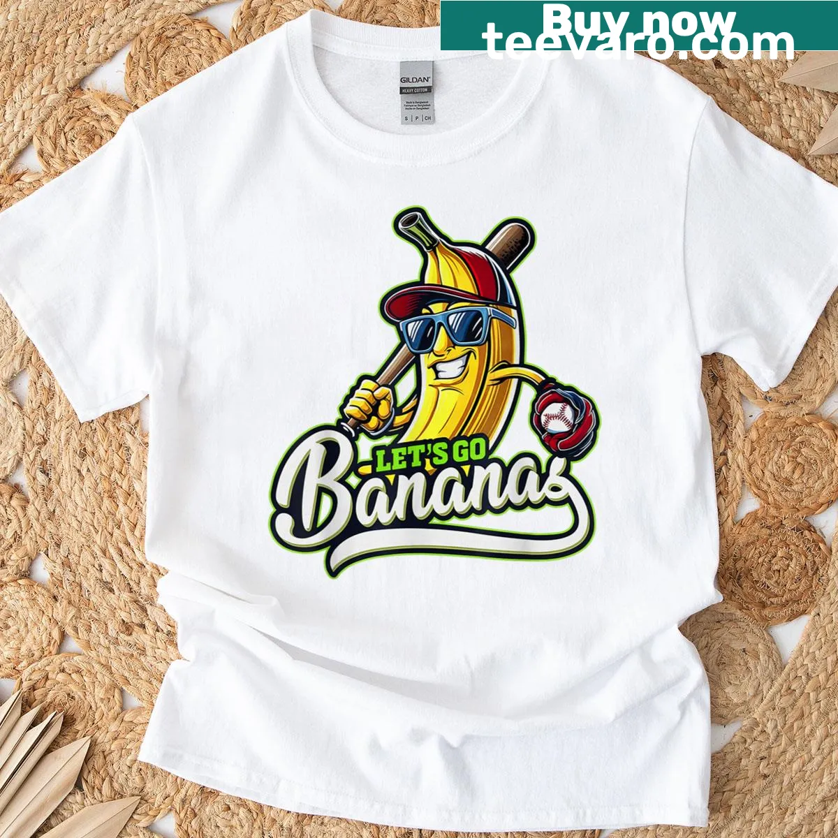 Cute t-shirt with a playful banana graphic and fun text — on a men's t-shirt