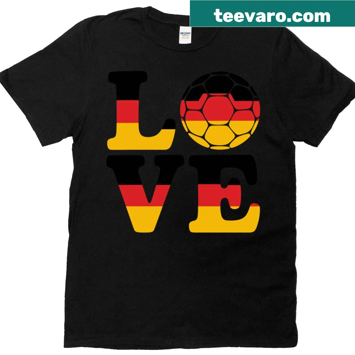 T-shirt featuring a graphic design for Germany soccer fans — on a men's t-shirt