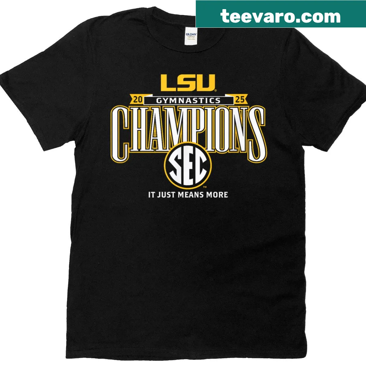 LSU Tigers gymnastics t-shirt celebrating SEC champs — on a men's t-shirt