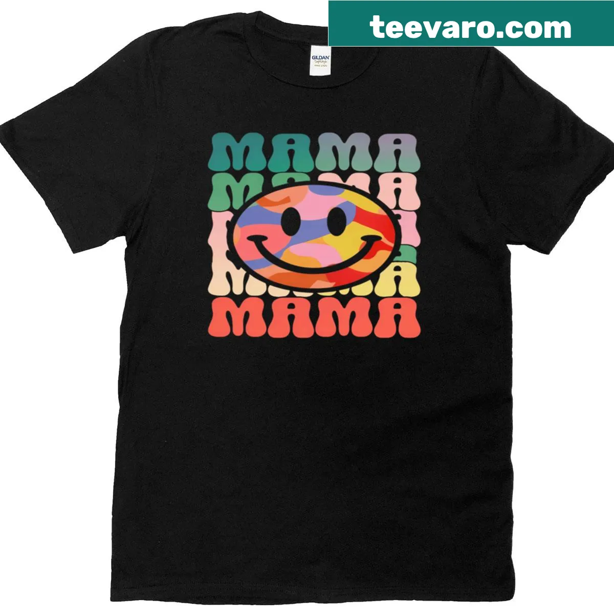 Playful T-shirt with repeated 'Mama' text celebrating motherhood — on a men's t-shirt