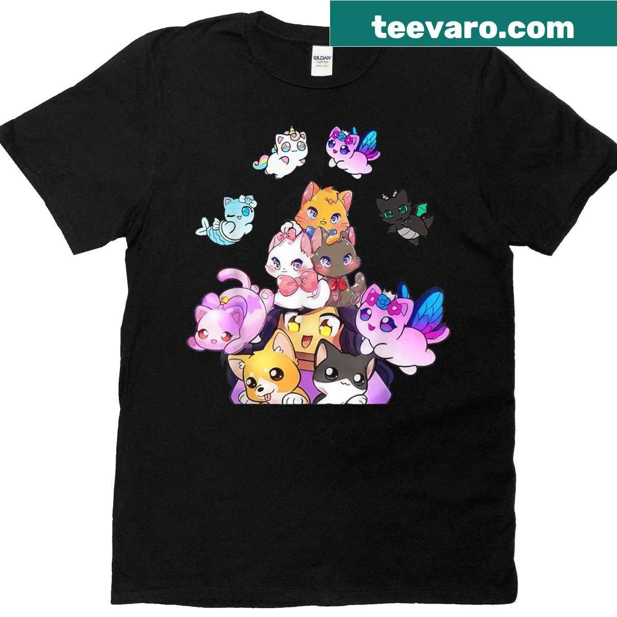 Cartoon t-shirt featuring cute cats for animal lovers — on a men's t-shirt