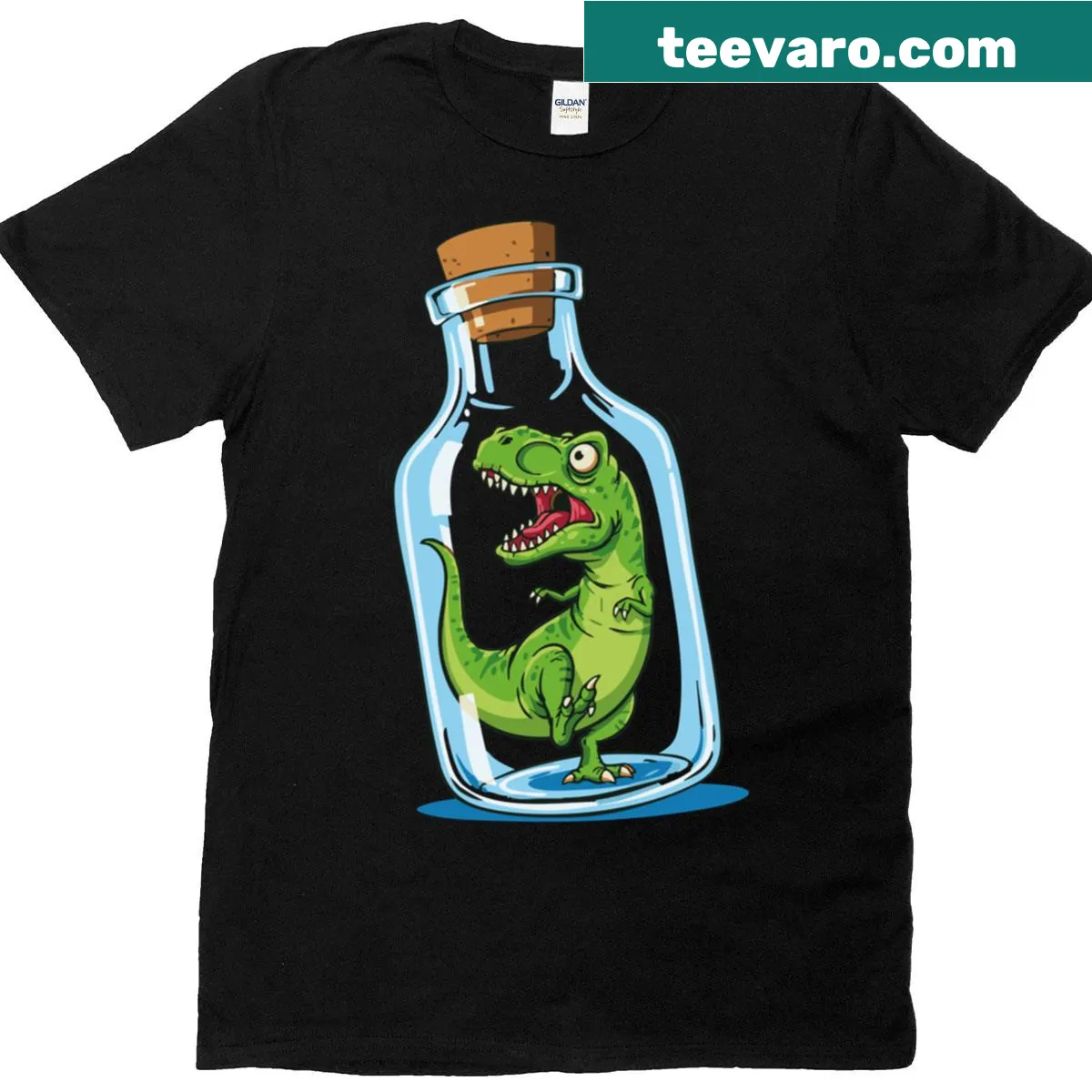 Humorous T-shirt with the phrase Message In A Bottle in playful font — on a men's t-shirt