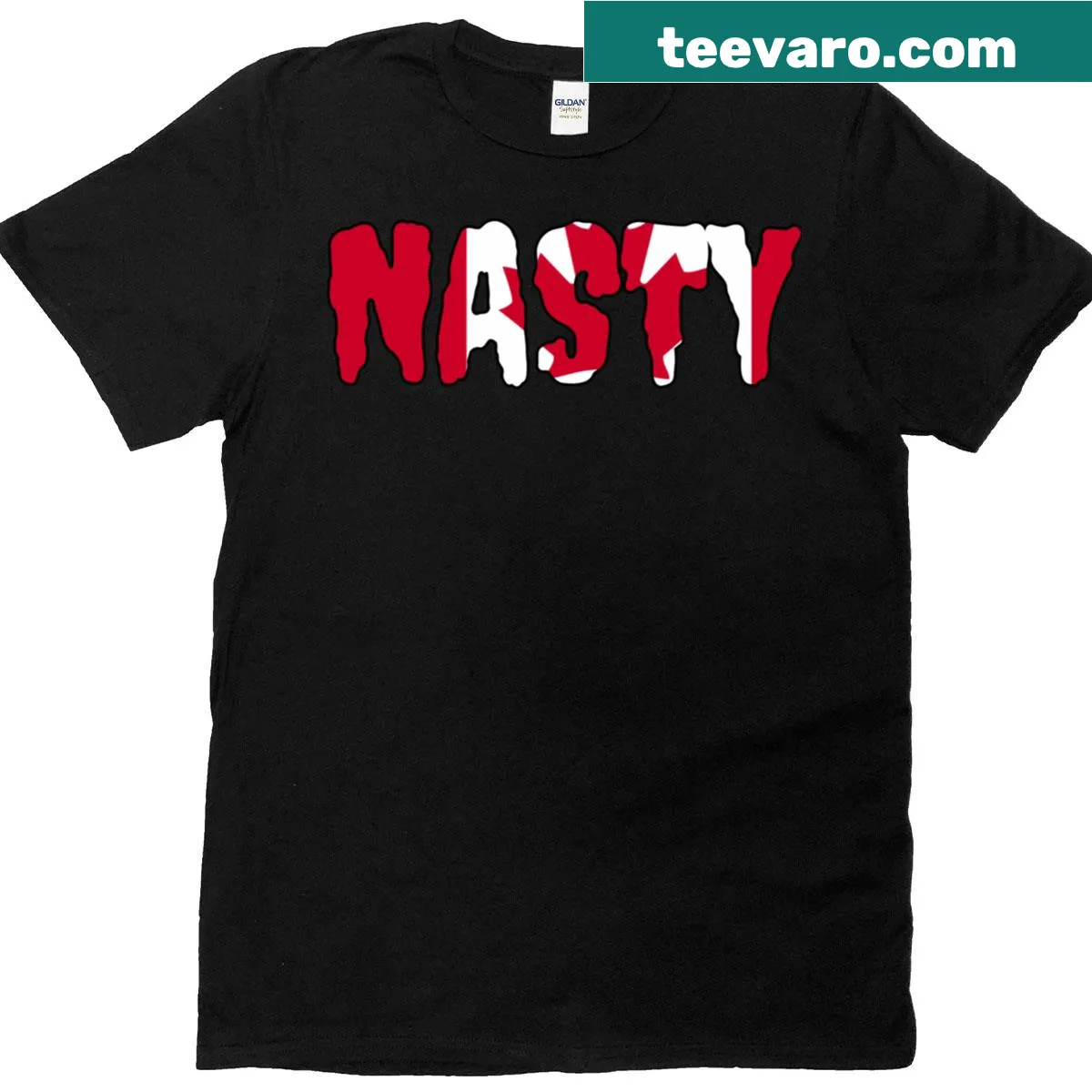 Nasty Canadians humorous t-shirt for casual wear — on a men's t-shirt