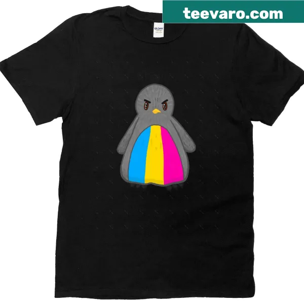 Oversized T-shirt with a cartoon penguin representing Pan Pride