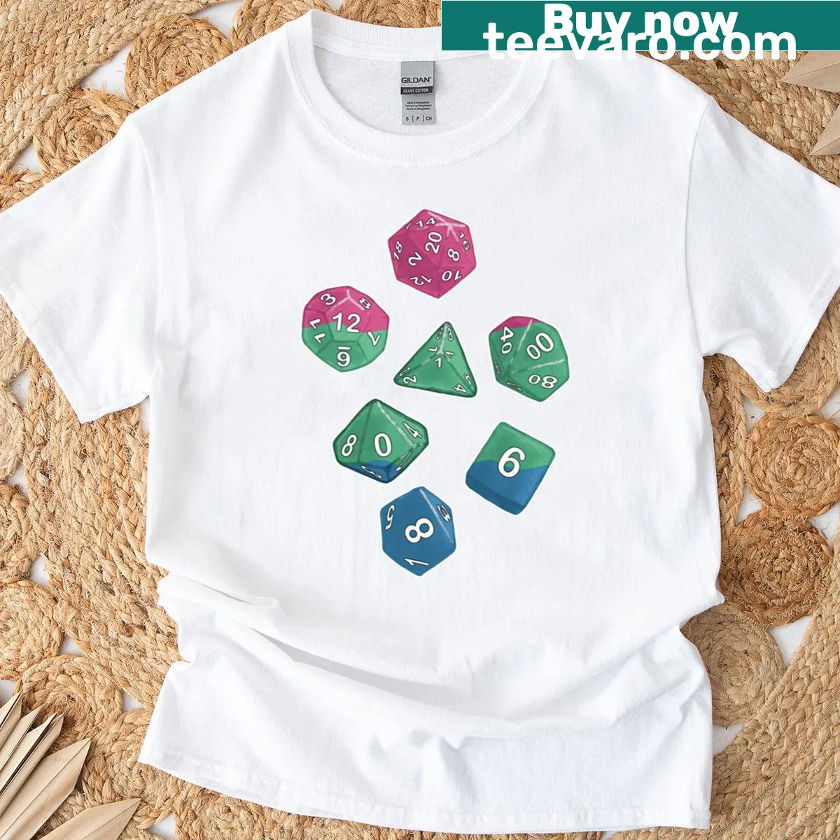 Fun Polysexual Dice graphic T-shirt with humorous text. — on a men's t-shirt