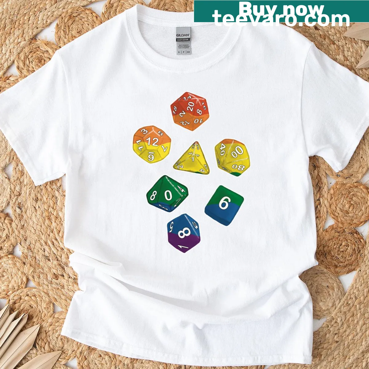 T-shirt with pride-themed dice graphic — on a men's t-shirt