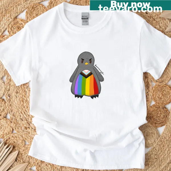 Cute cartoon penguin with a rainbow design for pride