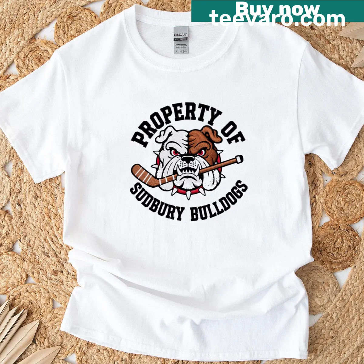 Vintage-style Bulldog graphic tee for Sudbury hockey fans — on a men's t-shirt