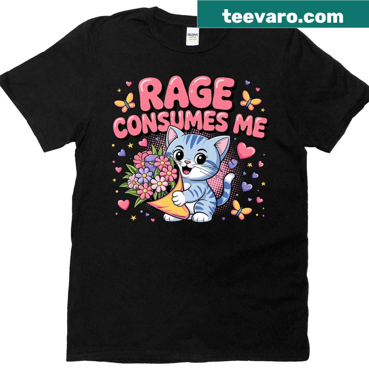 Funny expression with kittens and flowers on a t-shirt — on a men's t-shirt